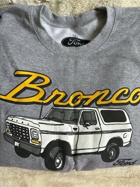 Ford Grey Crewneck Sweatshirt with Yellow Bronco Script